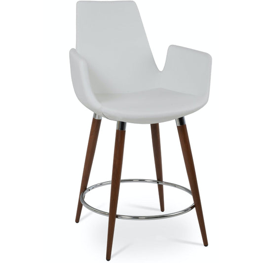 Soho Concept eiffel-arm-ana-wood-base-faux-leather-seat-kitchen-counter-stool-in-white