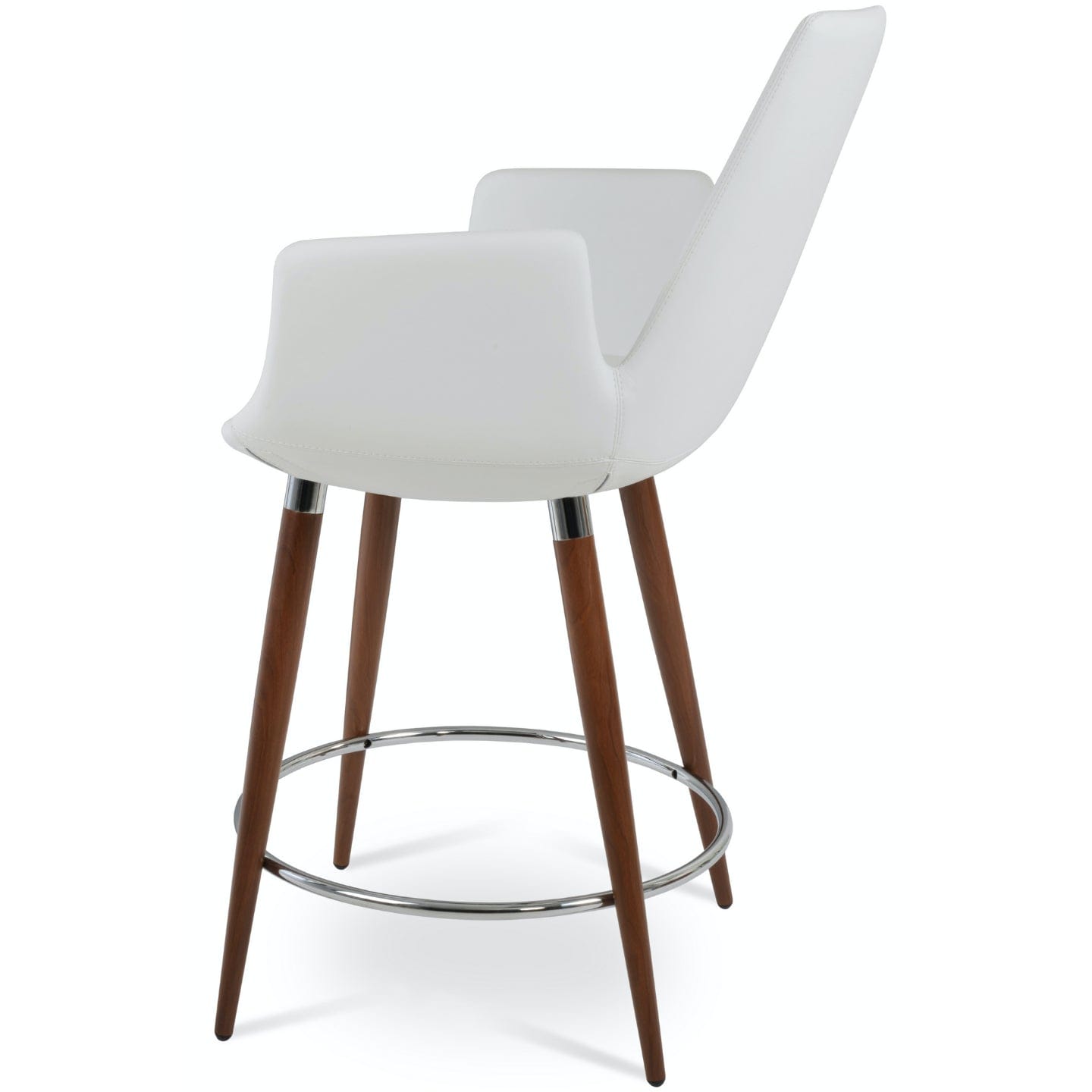Soho Concept eiffel-arm-ana-wood-base-faux-leather-seat-kitchen-counter-stool-in-white