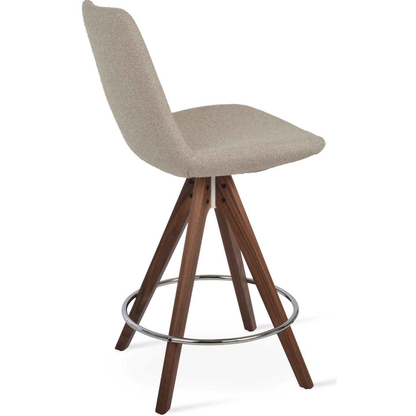 sohoConcept Table & Bar Stools Eiffel Chair Upholstered Boucle Seat | Pyramid Swivel Wood Base Barstools
