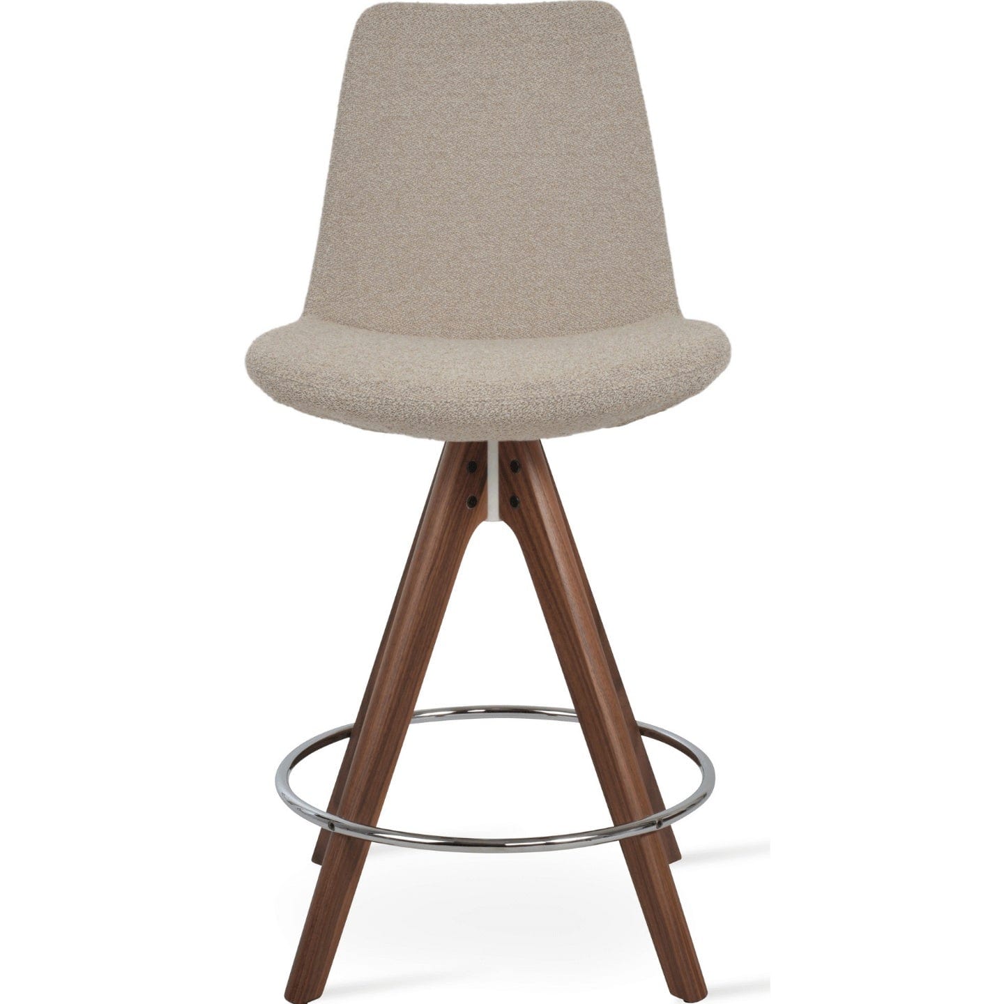 sohoConcept Table & Bar Stools Eiffel Chair Upholstered Boucle Seat | Pyramid Swivel Wood Base Barstools