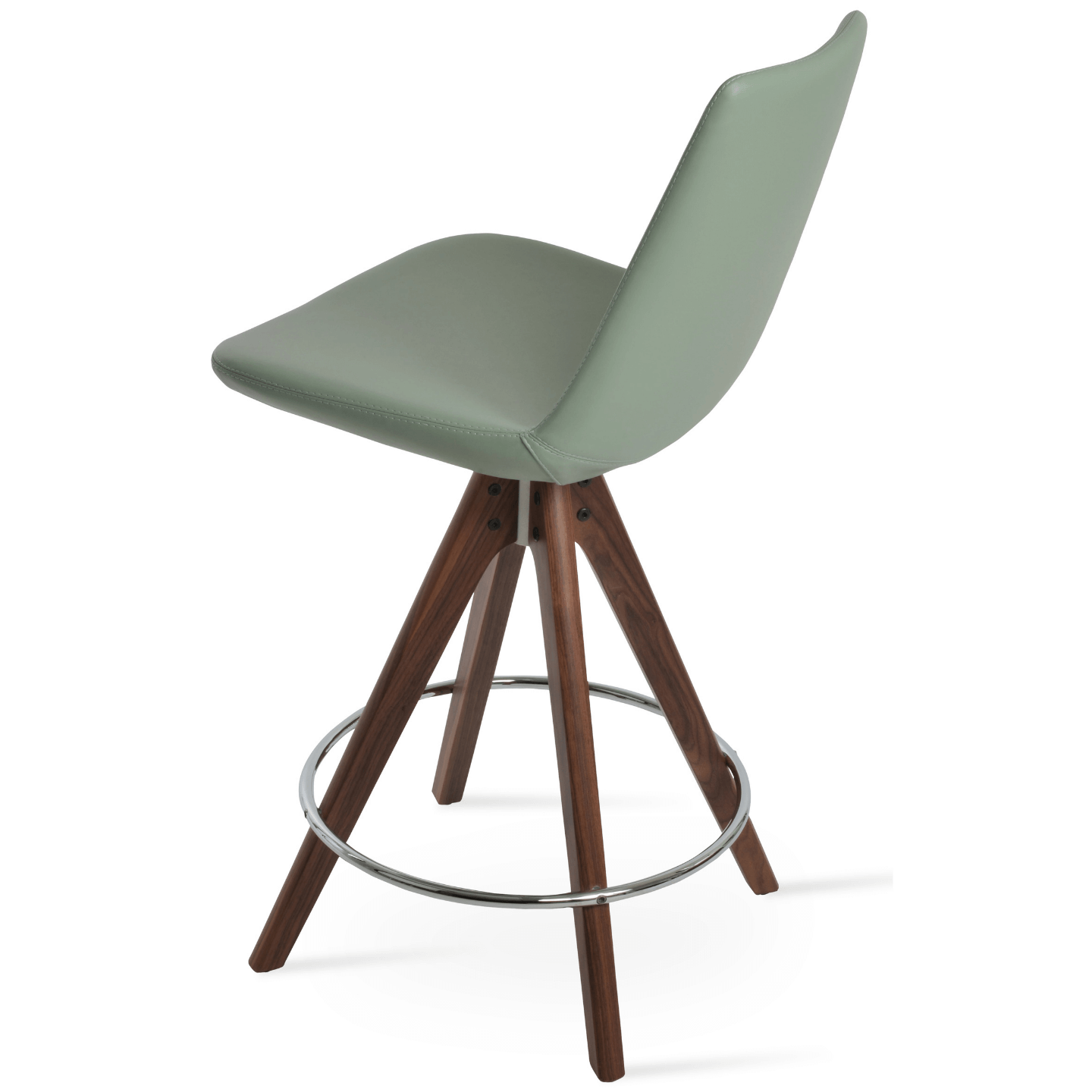 sohoConcept Table & Bar Stools Eiffel Chair Leather Seat | Pyramid Swivel Wood Base Barstools