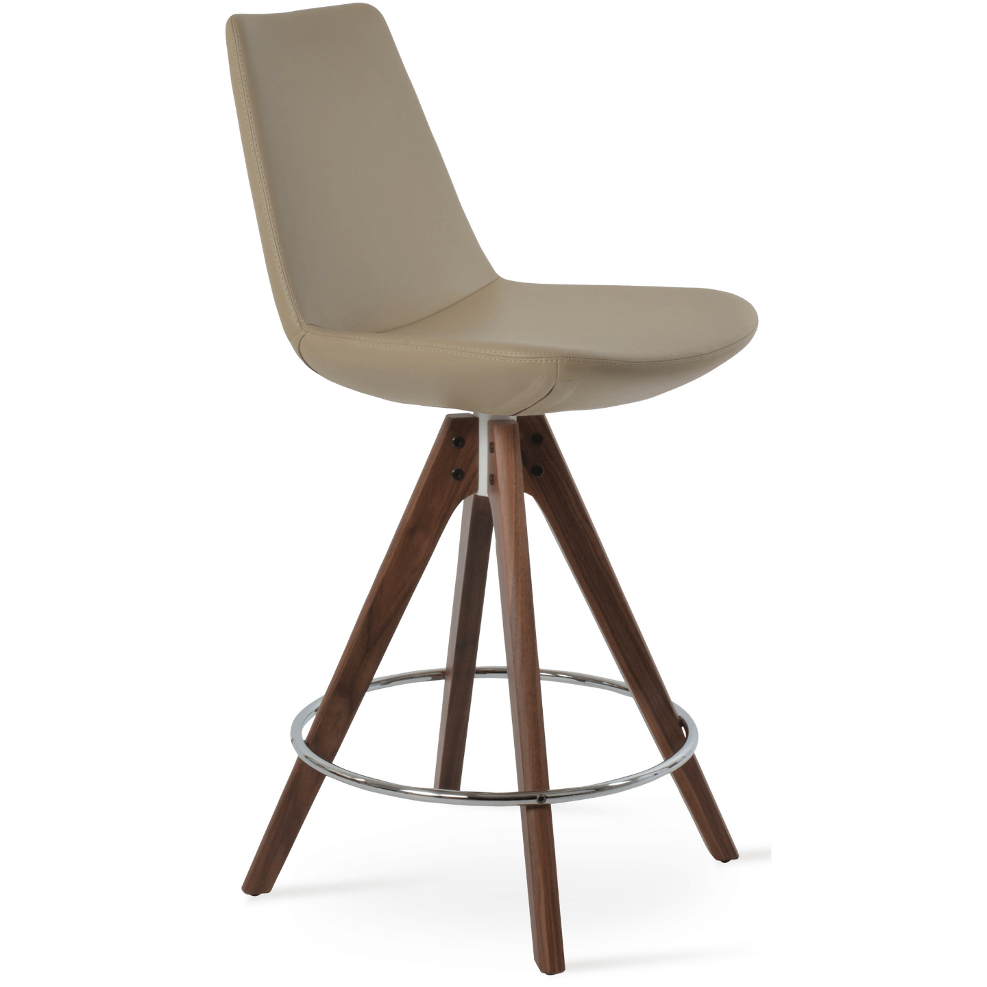sohoConcept Table & Bar Stools Eiffel Chair Leather Seat | Pyramid Swivel Wood Base Barstools