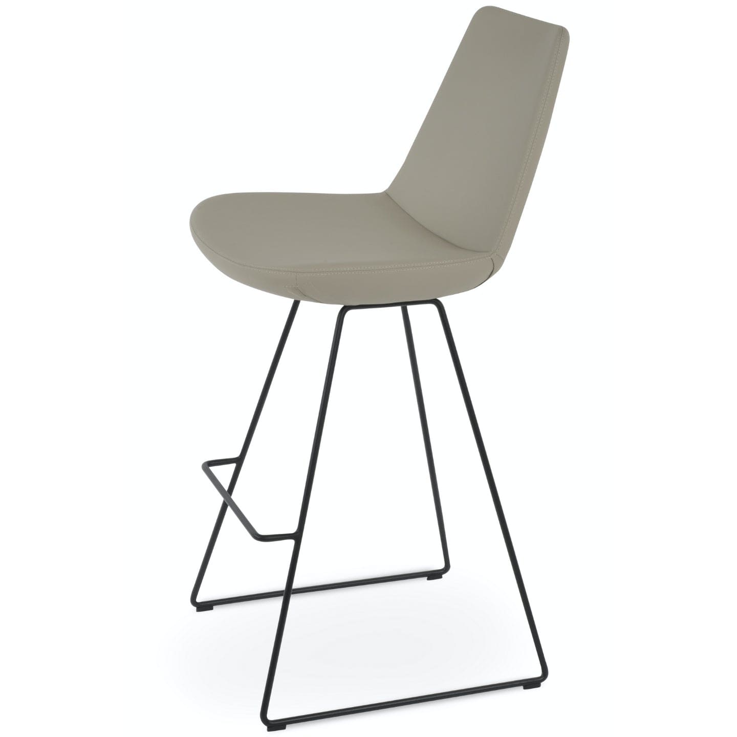 Soho Concept eiffel-wire-black-metal-wire-base-faux-leather-seat-kitchen-stool-in-bone