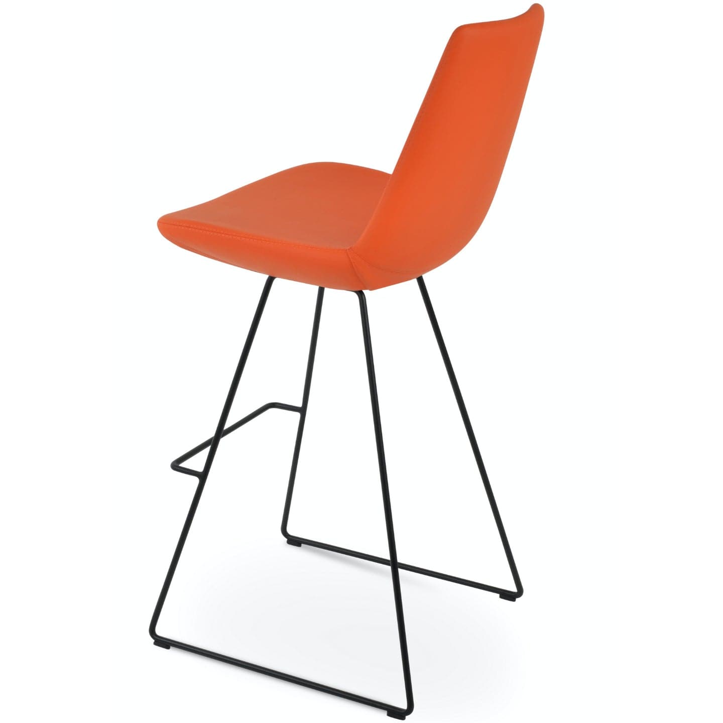 Soho Concept eiffel-wire-black-metal-wire-base-faux-leather-seat-kitchen-stool-in-orange