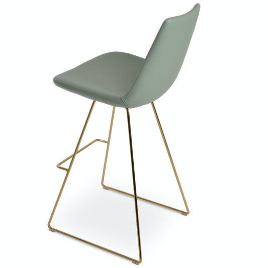 Soho Concept copy-of-eiffel-wire-gold-metal-wire-base-faux-leather-seat-kitchen-stool-in-mint