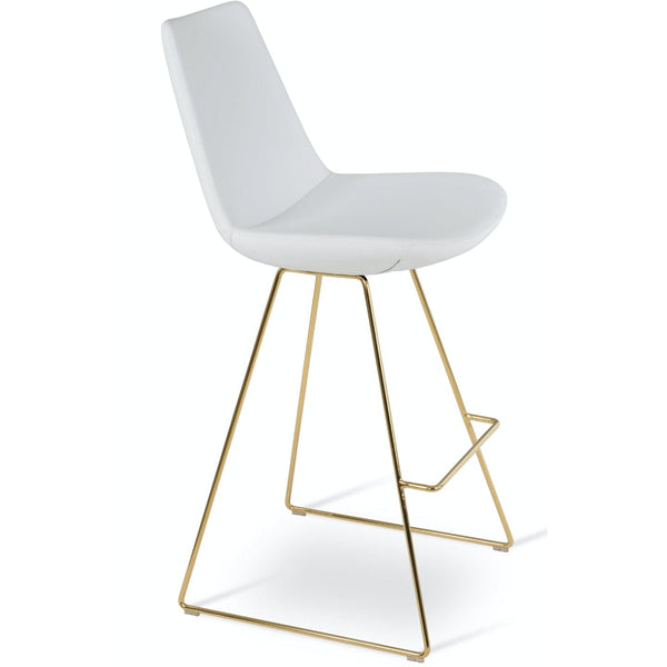 Soho Concept eiffel-wire-metal-wire-base-faux-leather-seat-kitchen-stool-in-white