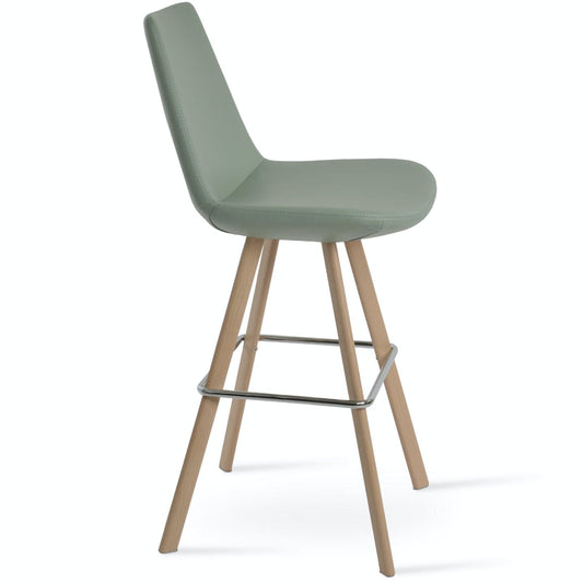 Soho Concept eiffel-sword-natural-wood-faux-leather-kitchen-counter-stool-in-mint