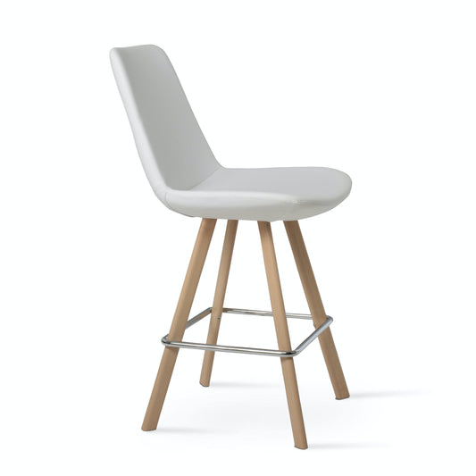 Soho Concept eiffel-sword-natural-wood-faux-leather-kitchen-counter-stool-in-white
