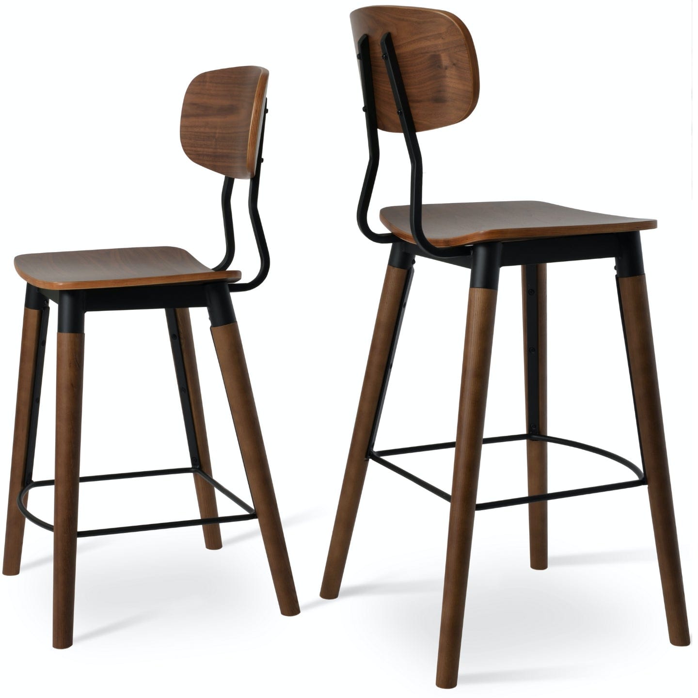 Soho Concept esedra-industrial-wood-metal-base-wood-seat-kitchen-counter-stool-in-walnut