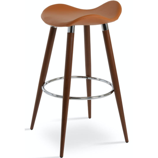Soho Concept falcon-ana-walnut-black-base-faux-leather-seat-kitchen-counter-stool-in-caramel