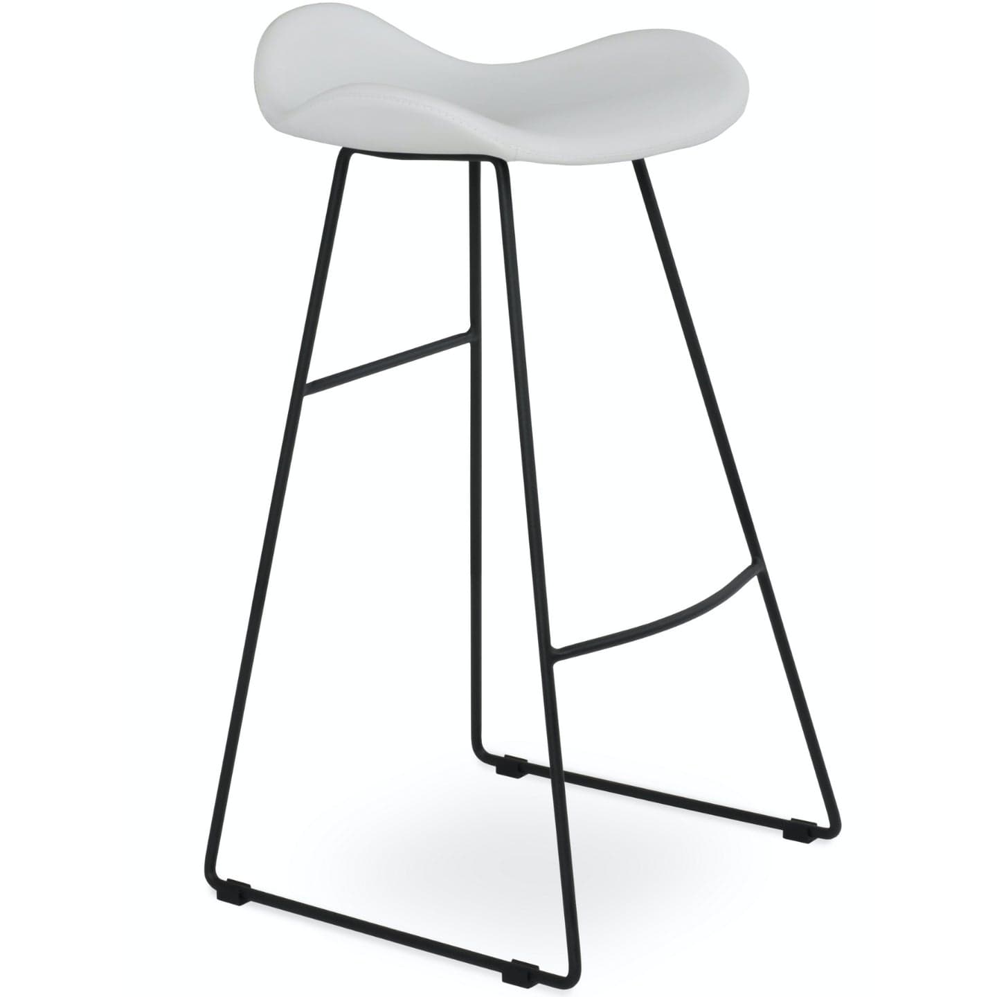 Soho Concept falcon-wire-black-metal-wire-base-faux-leather-seat-kitchen-bar-stool-in-white