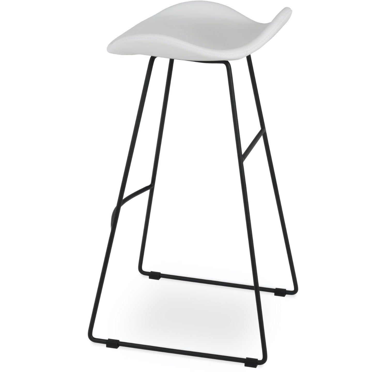 Soho Concept falcon-wire-black-metal-wire-base-faux-leather-seat-kitchen-bar-stool-in-white
