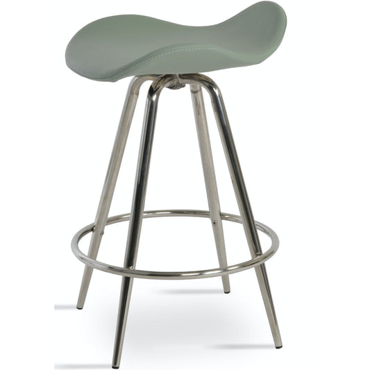 Soho Concept falcon-max-swivel-metal-base-faux-leather-seat-kitchen-stool-in-mint