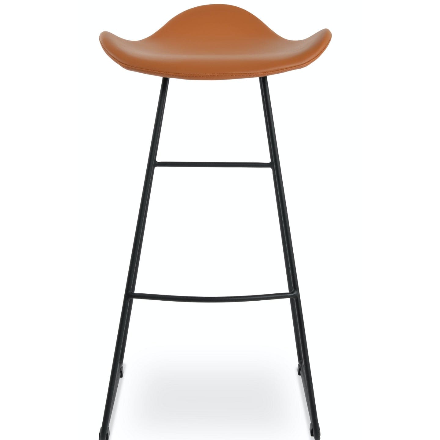 Soho Concept falcon-wire-black-metal-wire-base-faux-leather-seat-kitchen-bar-stool-in-caramel
