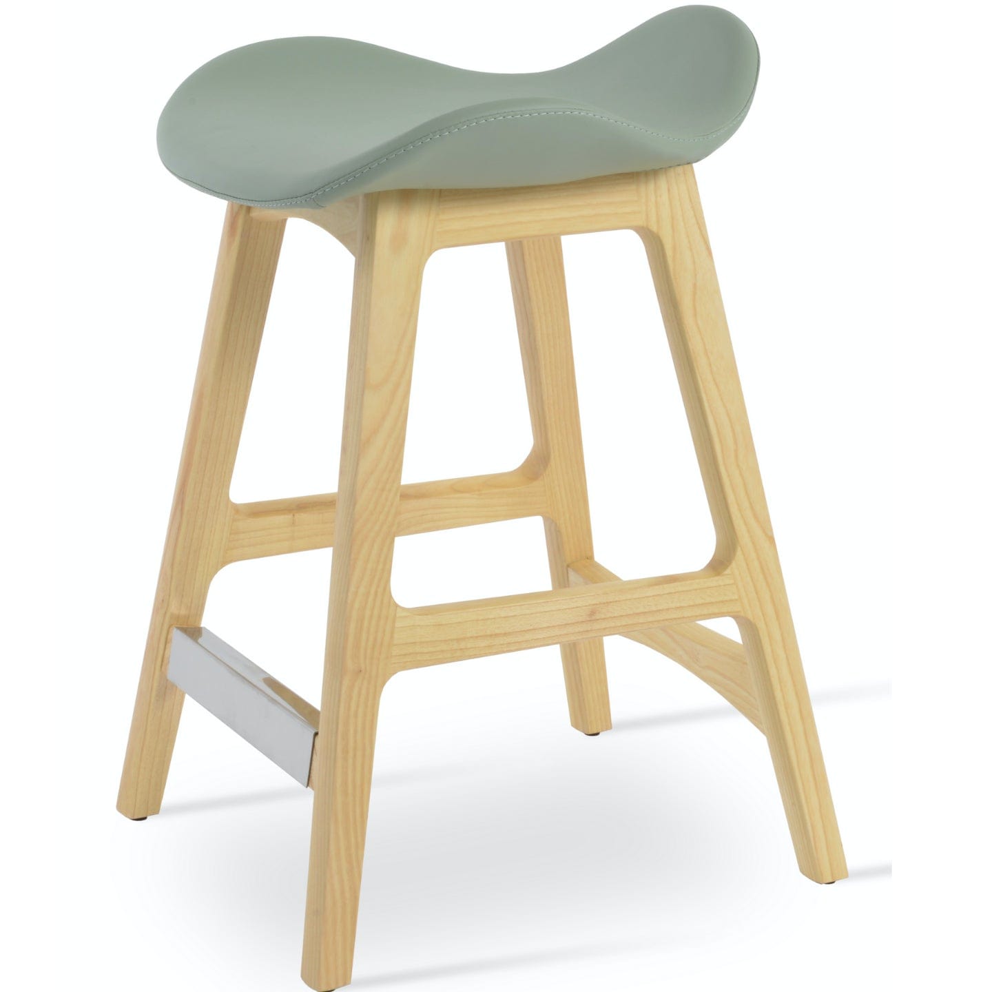 Soho Concept falcon-wood-natural-wood-base-faux-leather-seat-kitchen-counter-stool-in-mint