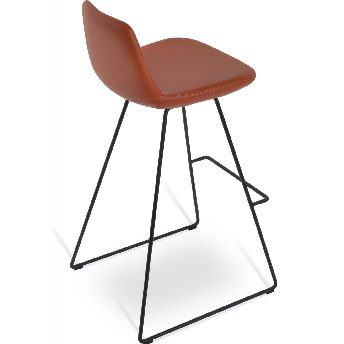Soho Concept pera-wire-metal-wire-base-faux-leather-seat-kitchen-bar-stool-in-brick