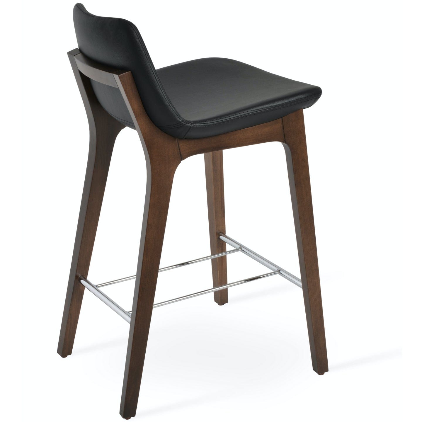 Soho Concept pera-wood-handle-back-wood-base-faux-leather-seat-kitchen-counter-stool-in-black