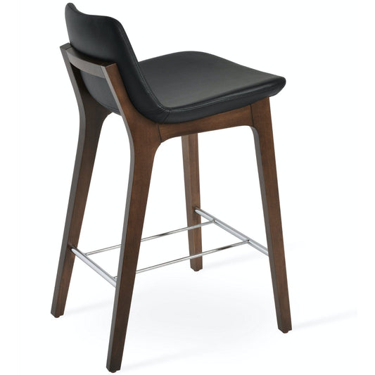 Soho Concept pera-wood-handle-back-wood-base-faux-leather-seat-kitchen-counter-stool-in-black