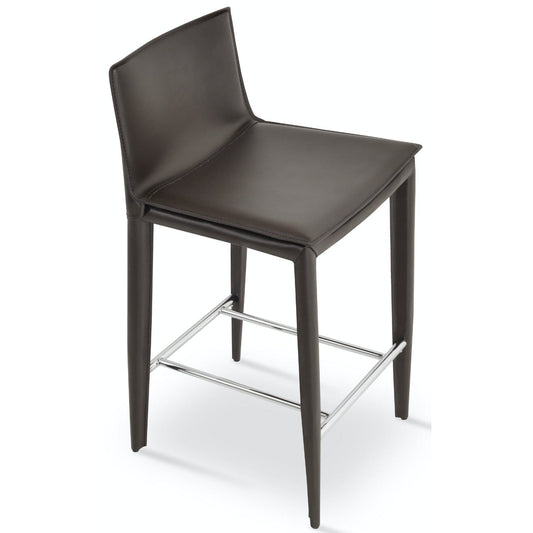 Soho Concept tiffany-bonded-leather-metal-base-padded-seat-kitchen-stool-in-brown