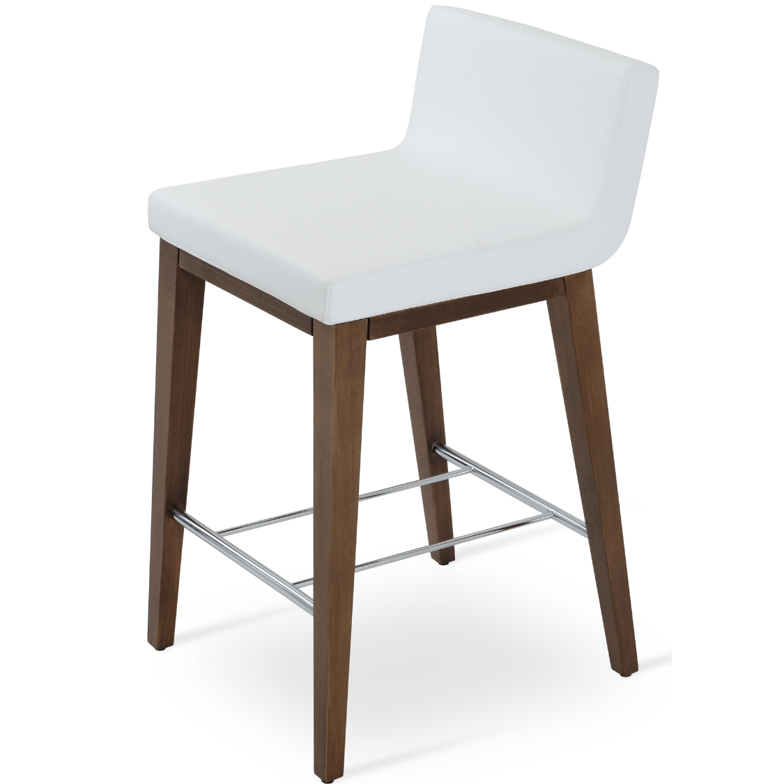 White Leather Bar Stools Dallas Wood - Your Bar Stools Canada