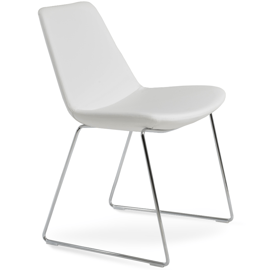 White Leather Chair with Chrome Legs Eiffel - Your Bar Stools Canada