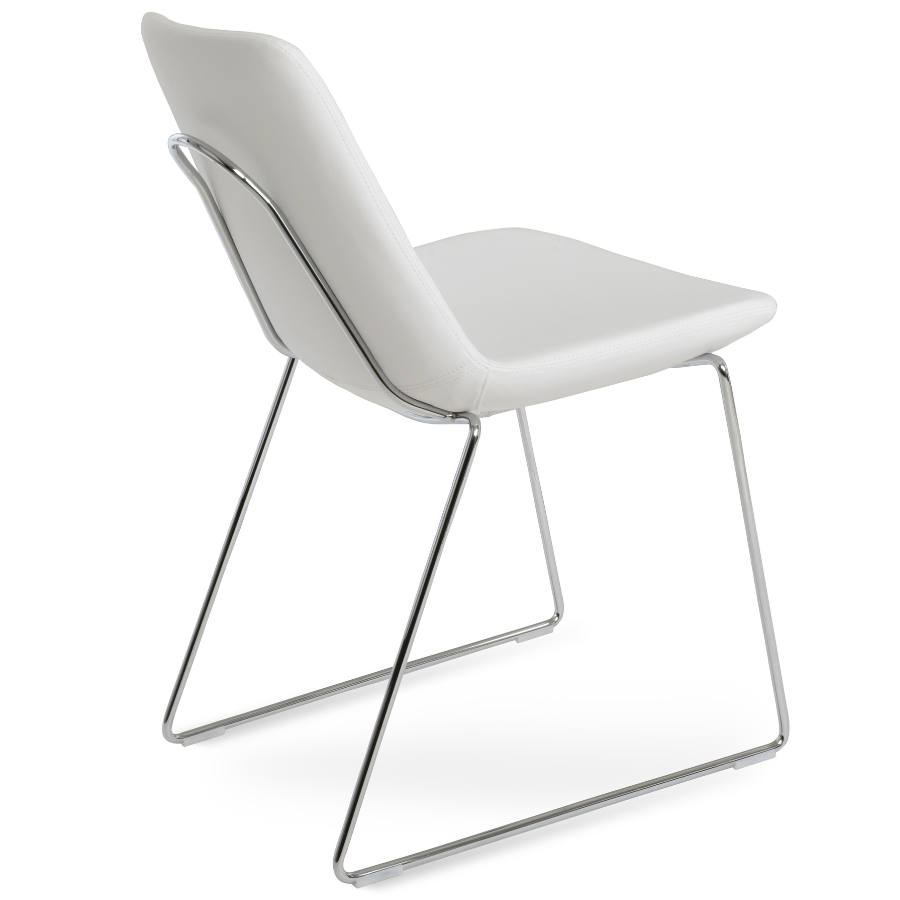 White Leather Chair with Chrome Legs Eiffel - Your Bar Stools Canada